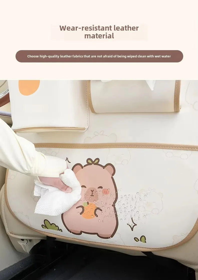 Car seat back storage bag Hanging bag Car seat back anti-kick mat multi-functional cute in-car storage bag