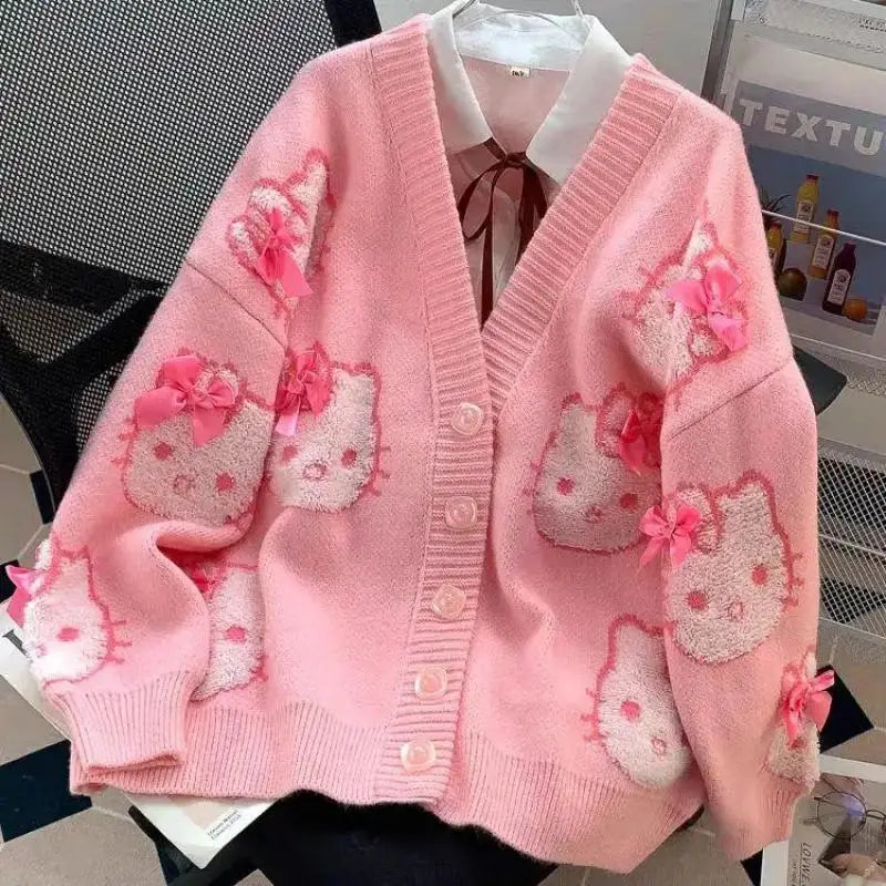 Hallo Kitty Strickjacke Niedlich - Mädchen, S–XL, Locker
