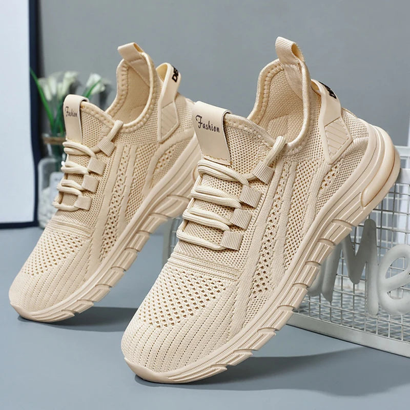 Lucyever L6228 Atmungsaktiv Sneaker - Weiß Mesh Slip On