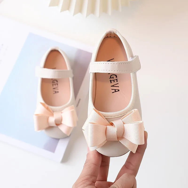 Mädchen Leder Schuhe 2025 - Süße Prinzessin Schleife Einzelschuhe - Frühling Herbst Casual Flats Weiche Sohle