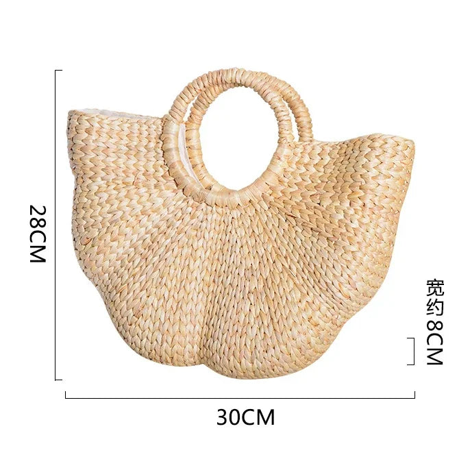 Beach Bag Women 2022 Summer New Elegant Woven Straw Bags Female Bohemia Knitted Large Tote Handbag Vacation Casual