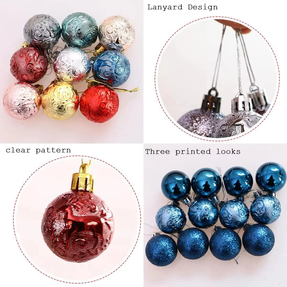 Choice Christbaumkugeln Glitzernde - Durchmesser 4 cm Kunststoff 12Stk