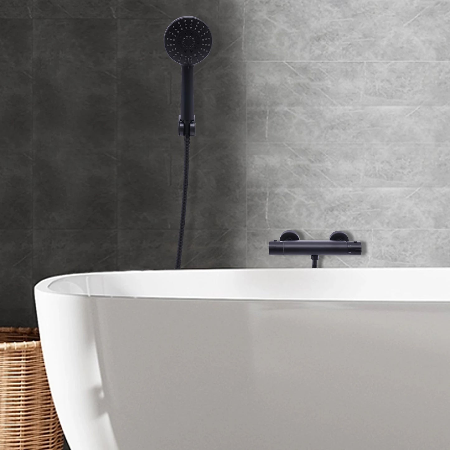 NONE Thermostatisches Handbrause-Set 3 Modi Wandmontage 38°C-Regelung