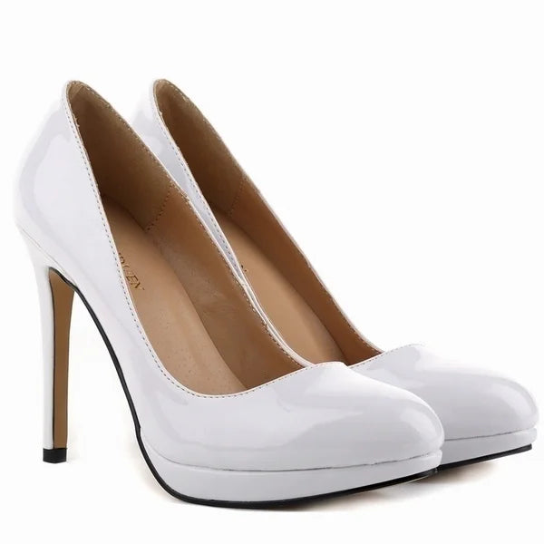 Women Stilettos Elegant Platfrom Pumps Sexy 11cm Round Toe High Heels Shallow Lady Office Party Wedding Shoes Large Size 43
