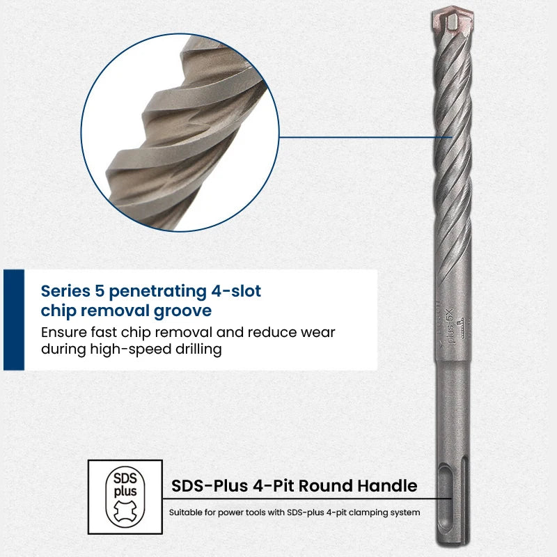 Bosch SDS Plus Rotary Drill Bits 10pcs Diameter 6mm Round Handle 4-Pit Tungsten Carbide Electric Hammer Drill Accessories