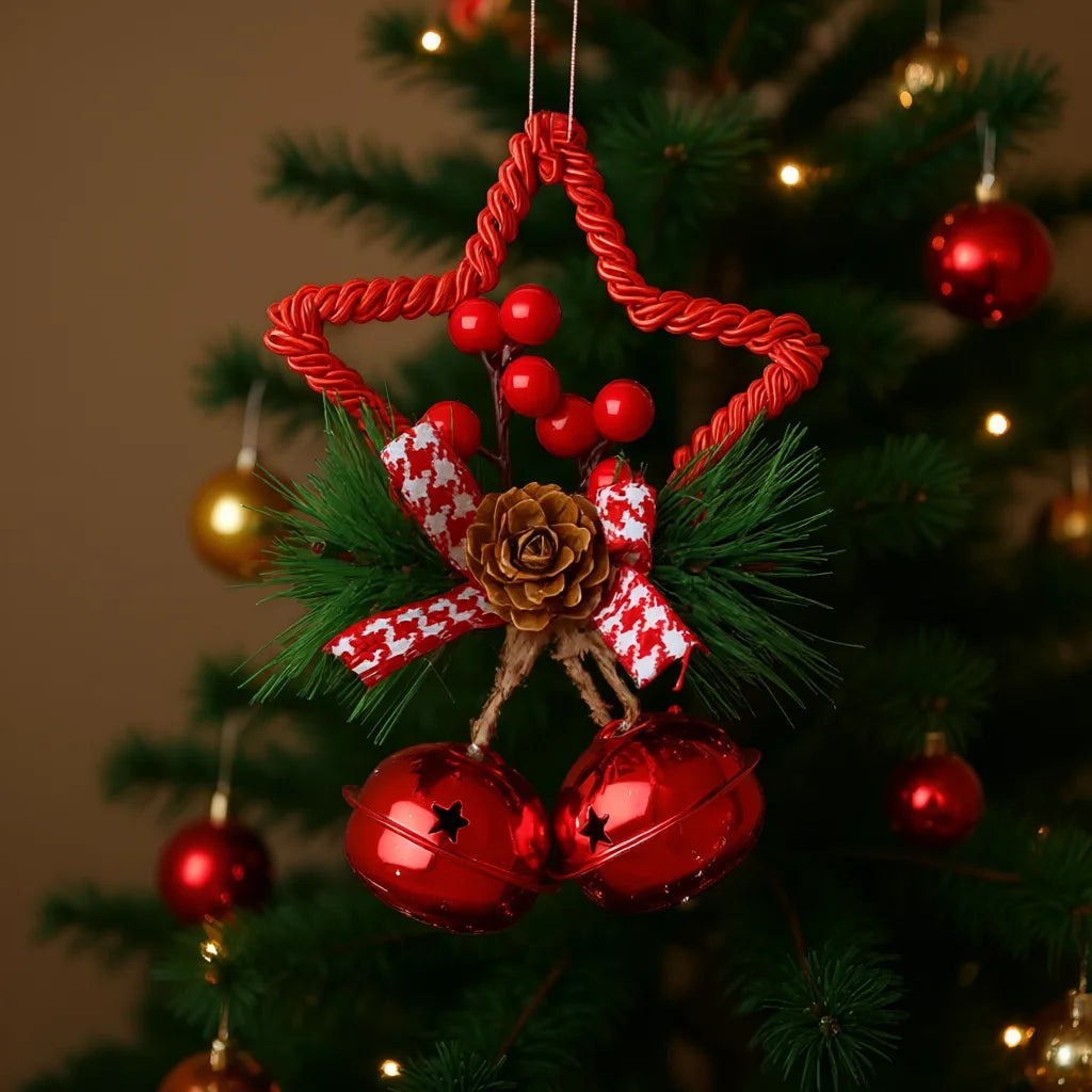 1–10 Stück Weihnachtsglocken-Anhänger mit rotgoldenen weißen Tannenzapfen und Schleife für Baumschmuck und Bastelbedarf für Feiertage