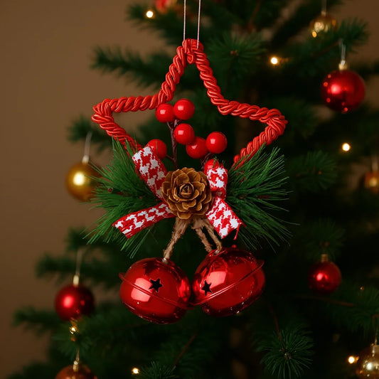 1–10 Stück Weihnachtsglocken-Anhänger mit rotgoldenen weißen Tannenzapfen und Schleife für Baumschmuck und Bastelbedarf für Feiertage