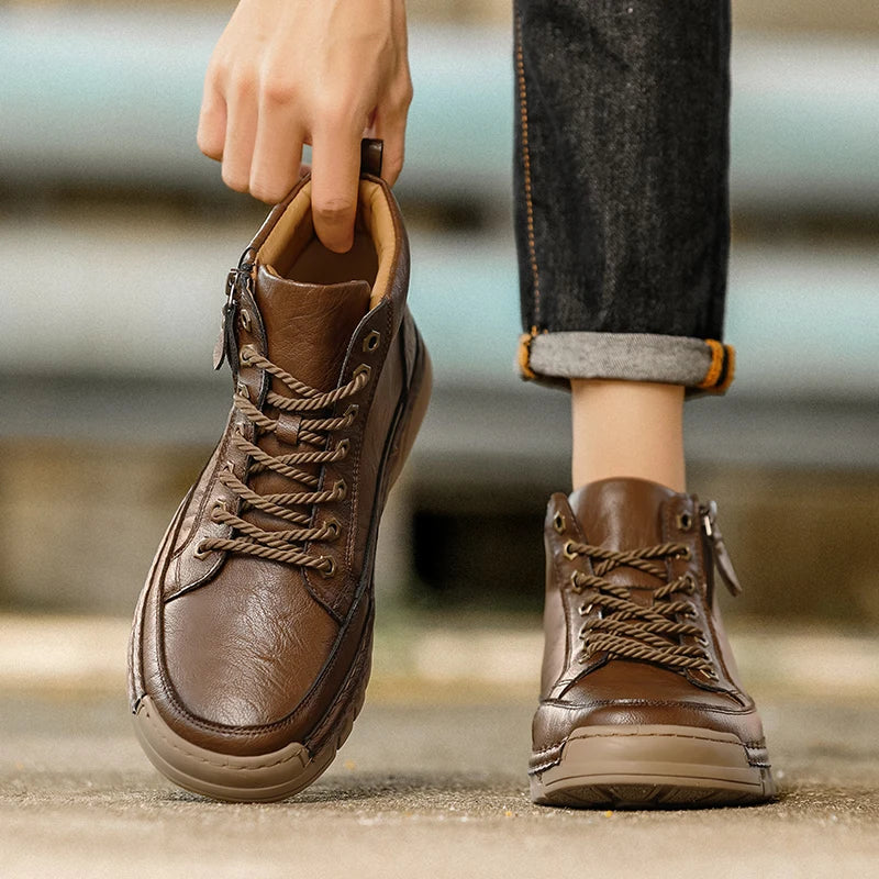 Yeinshaars Travel Casual Leder Stiefeletten Warm - Größe 42, Leichtes Gewicht, Antirutsch-Sohle