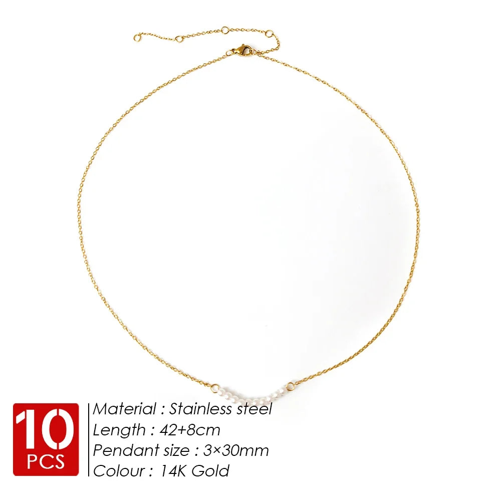 Magic Fish Delikate Halskette - 10er Set Edelstahl Perle