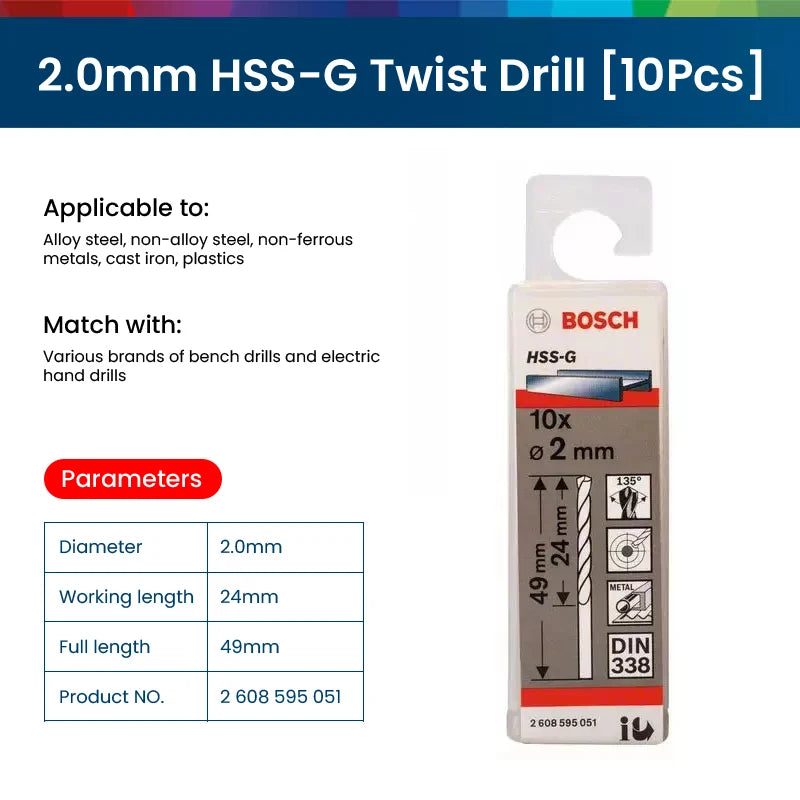 Bosch Metal Drill Bits Hss-G Straight Shank Twist Drill Bit Hole Cutter Power Tools for Metal Alloy Iron Drilling Metalworking