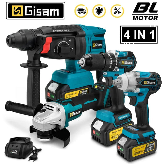 Elektrische Werkzeuge-Set: Brushless Impact Wrench, Drill, Angle Grinder, Electric Hammer for Makita 18v Battery