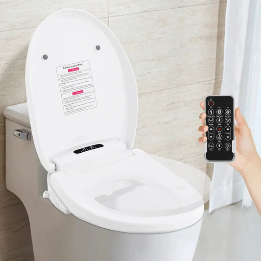 1300W Intelligenter Beheizter Bidet-Toilettensitz, 51cm Elektrischer Toilettendeckel Intelligenter V-Sitz, LED-Licht Fernbedienung/Tasten by Golden Bridge Store