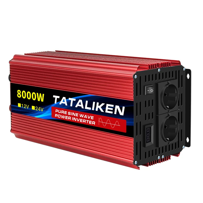 Inverter Pure Sine Wave Power Inverter 10000W DC 12V to AC 220V/230V Converter LED Display and EU Socket