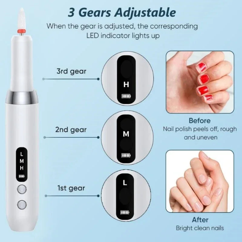 Electric Nail Polisher Drill Bits Professional Nails Grinding Polishing Dead Skin Removal Art Sanding File Pen Manicure Machine