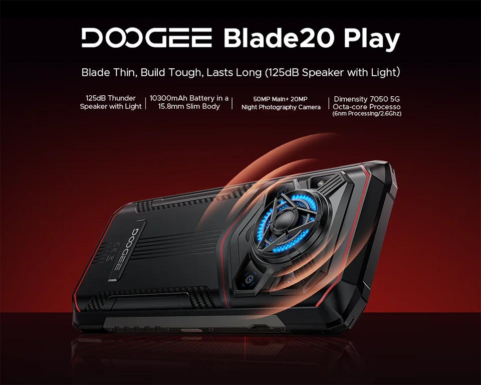 DOOGEE Blade20 Play Robustes 5G - Kapazität 10300mAh, 33W, 6,6 Zoll