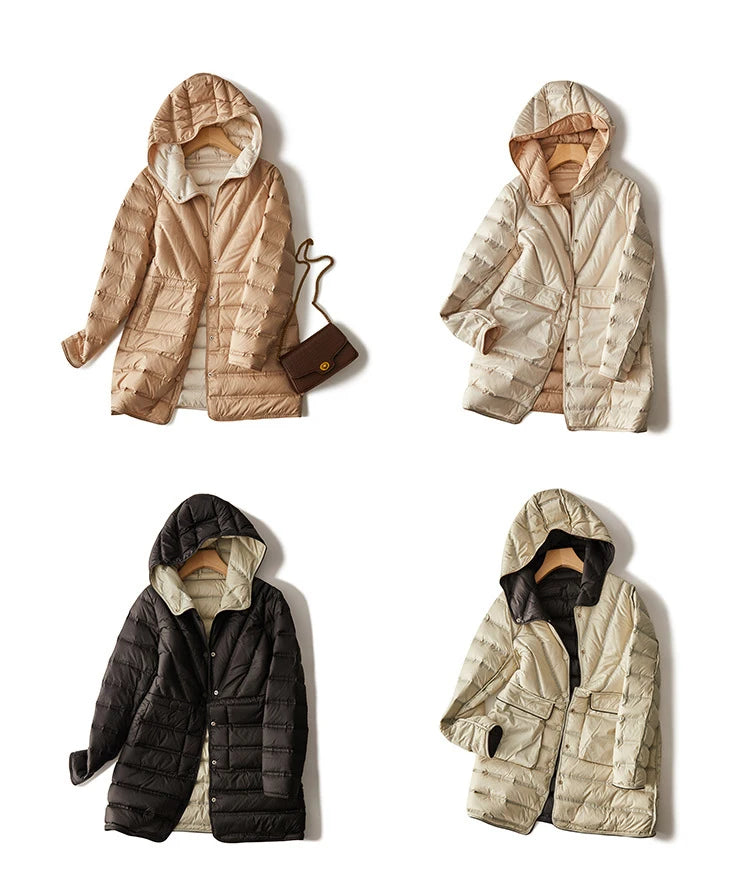 Janveny Ultralight Down Mantel - Gr M Kapuze Doppelseitig