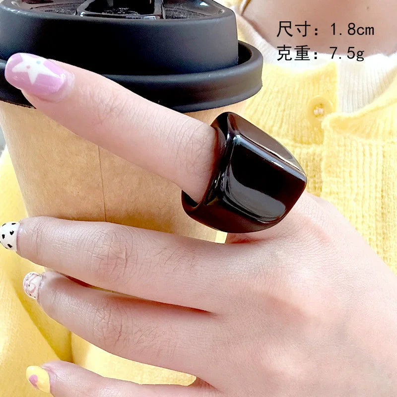 Inele Groase Geometrice HangZhi - Rășină, Mărime Mare