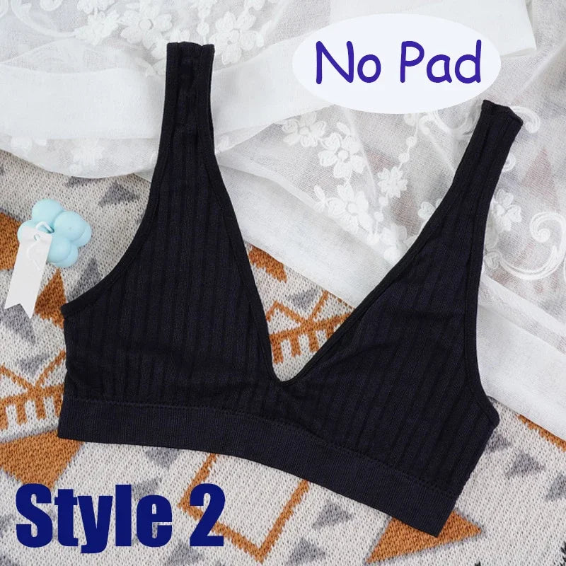 Women Seamless Sports Crop Top Sexy Bra Female Tube Tops Deep V Sexy Women's Underwear Bralette Sleeveless Camis Bandeau Top