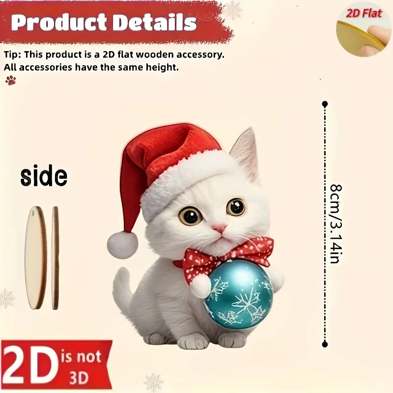ZhejiangChoice Katzen Anhänger Holz 2D Flach - 12 Stück Weihnachtsdeko