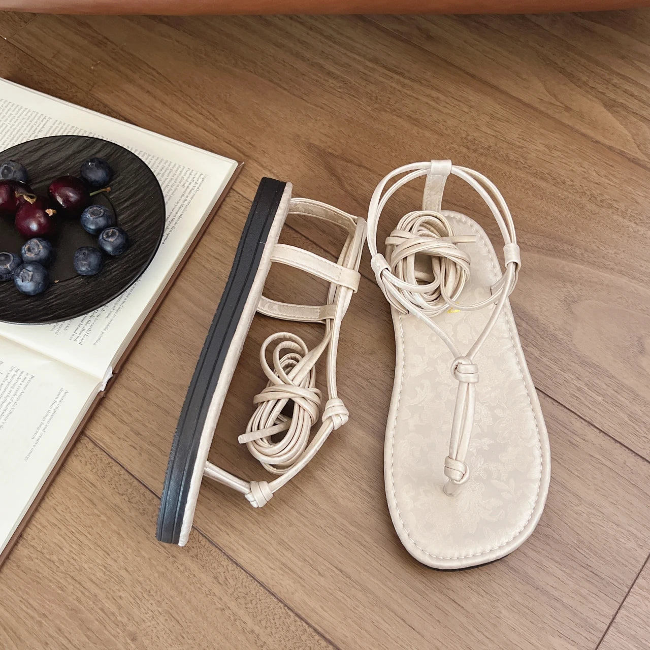 Sandalen 2025: FMZXG Flat Sandals Women's 2025 Summer Open-toe Leg Lace-up - Sandals Non-slip Casual Fashion Lace-up Roman Women's Shoes Large Size Collection