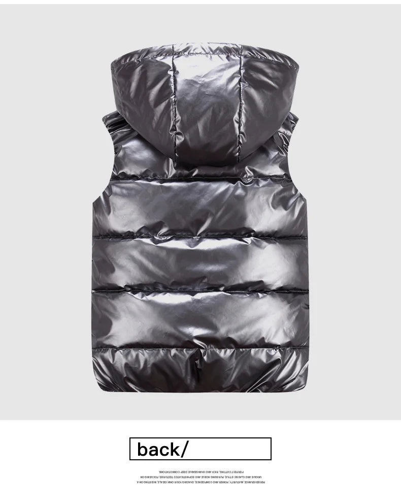 OLEKID 240805 Glänzende Weste Mit Kapuze - Größe 3-20 Jahre, Unisex, Wasserabweisend