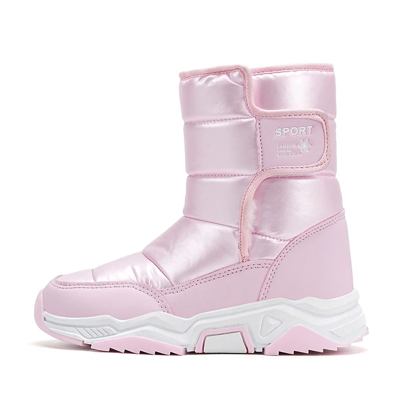Neue Kinder Schnee Stiefel Winter High-top Warme Baumwolle Schuhe für Kinder Jungen Mädchen Warme Plüsch Futter Stiefeletten anti-skid Wasserdicht