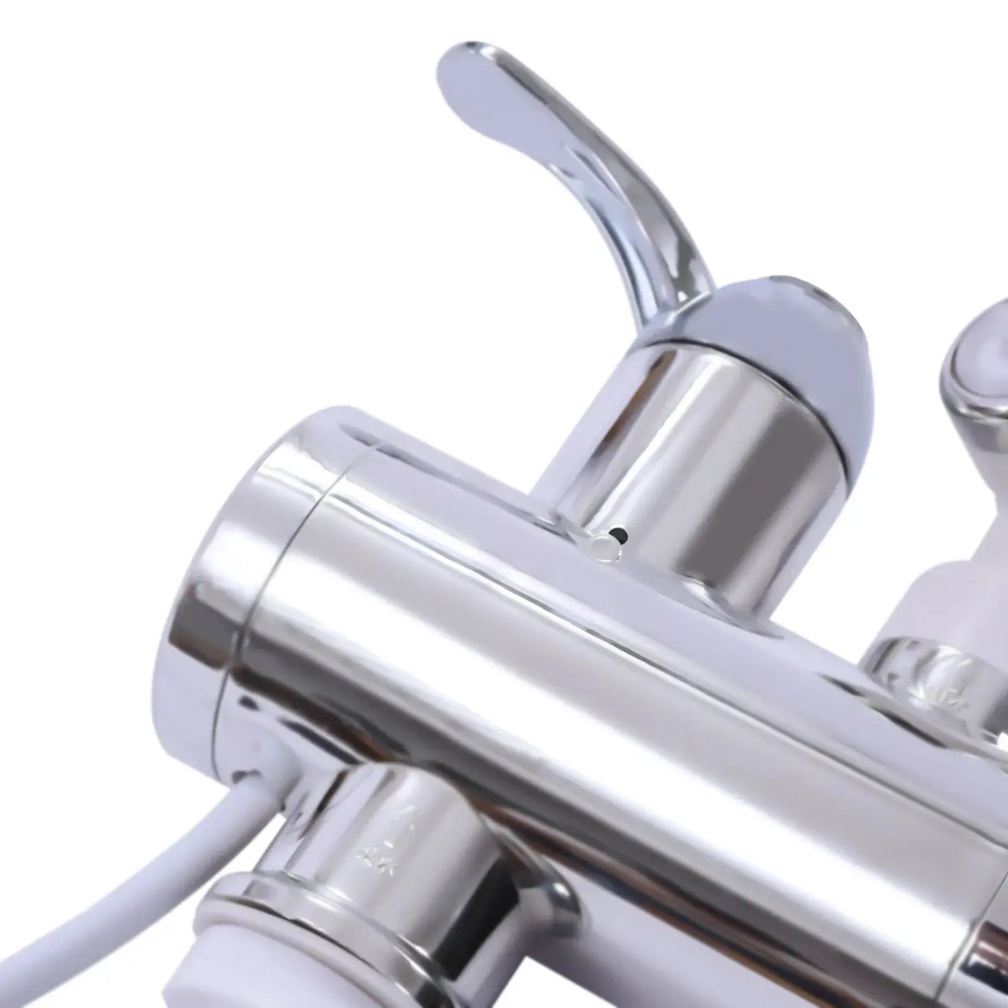 360 °   Drehbarer elektrischer Wasserhahn mit LCD-Display, 3000 W, schnelles Aufheizen, IPX4, wasserdicht, EU-Stecker für Waschbecken und Dusche, Silber