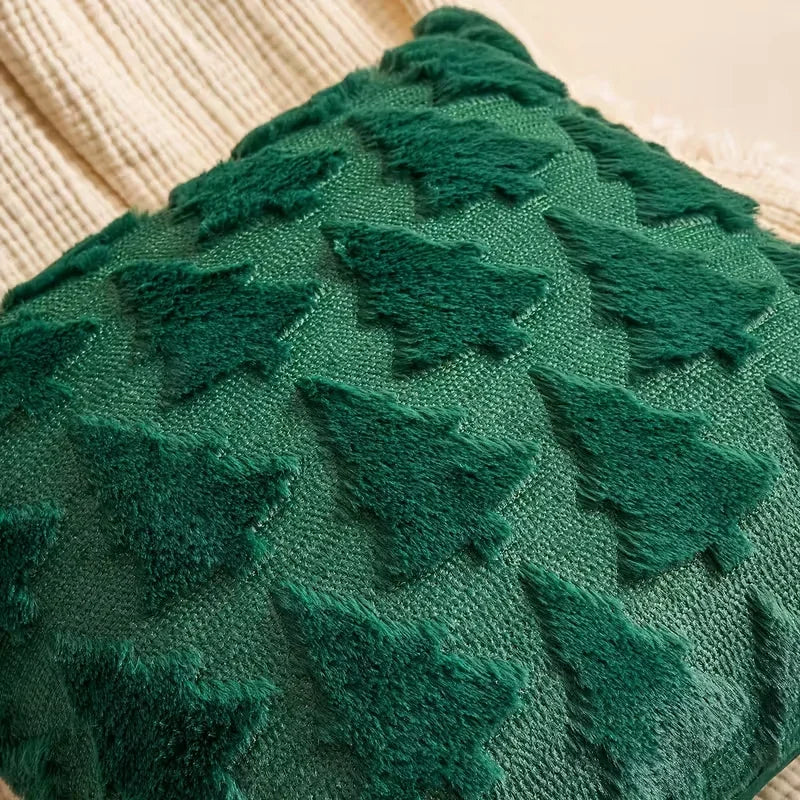 Christmas Decorative Pillow Cover Plush Embroidered Cushion Case Soft Throw Pillowcase For Sofa Living Room Home Festive Gift