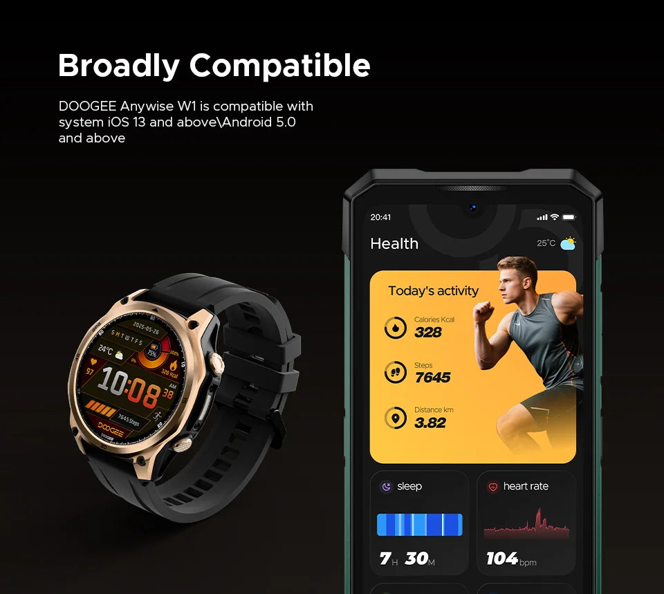 DOOGEE Anywise W1 AMOLED - Akkulaufzeit 18 Tage, Bluetooth 5.3, 1,43 Zoll