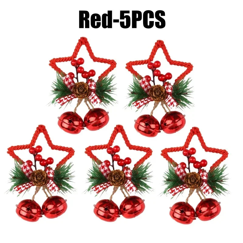 1–10 Stück Weihnachtsglocken-Anhänger mit rotgoldenen weißen Tannenzapfen und Schleife für Baumschmuck und Bastelbedarf für Feiertage