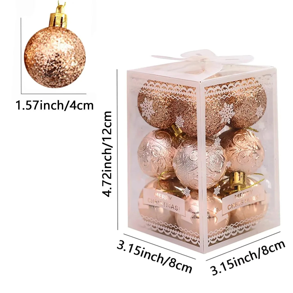 Choice Christbaumkugeln Glitzernde - Durchmesser 4 cm Kunststoff 12Stk