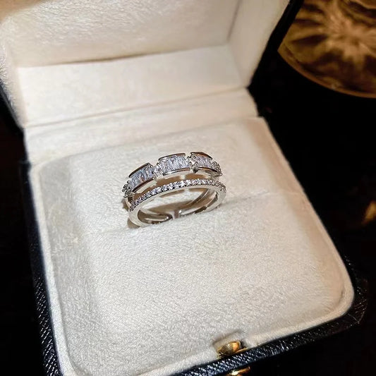 CHUHAN Geometrisch Zirkonia Ring - 925 2,5g Verstellbar