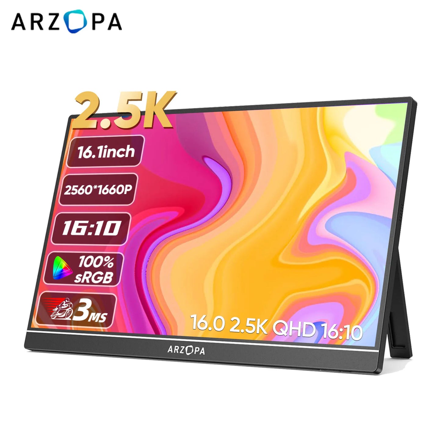 ARZOPA Z1RC 2K Tragbarer Monitor - 16 Zoll, 60 Hz, 2560x1600