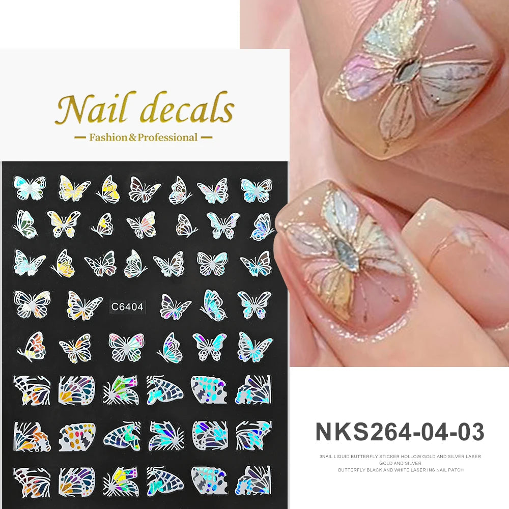 MAFANAILS NLS 3D Holografisch Schmetterling - 1St Schwarz