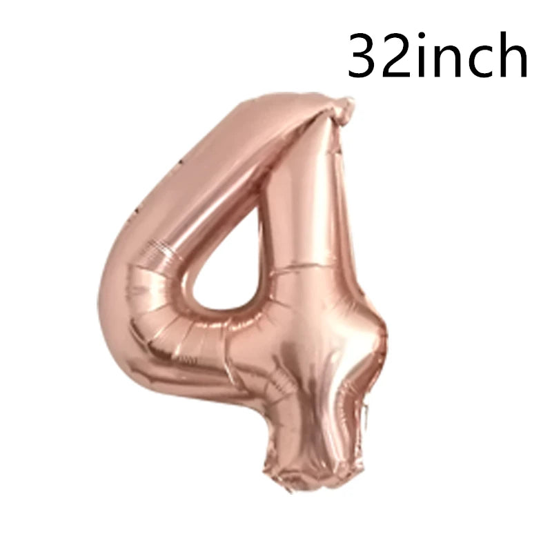 QIJOYJU Rosegold Zahlballon - 32 Zoll 1 Stück Nummer
