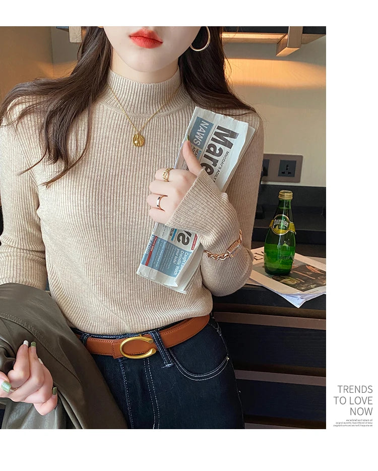 HerbstChic Mockneck Stehkragen - S-XL, dünn, Strick