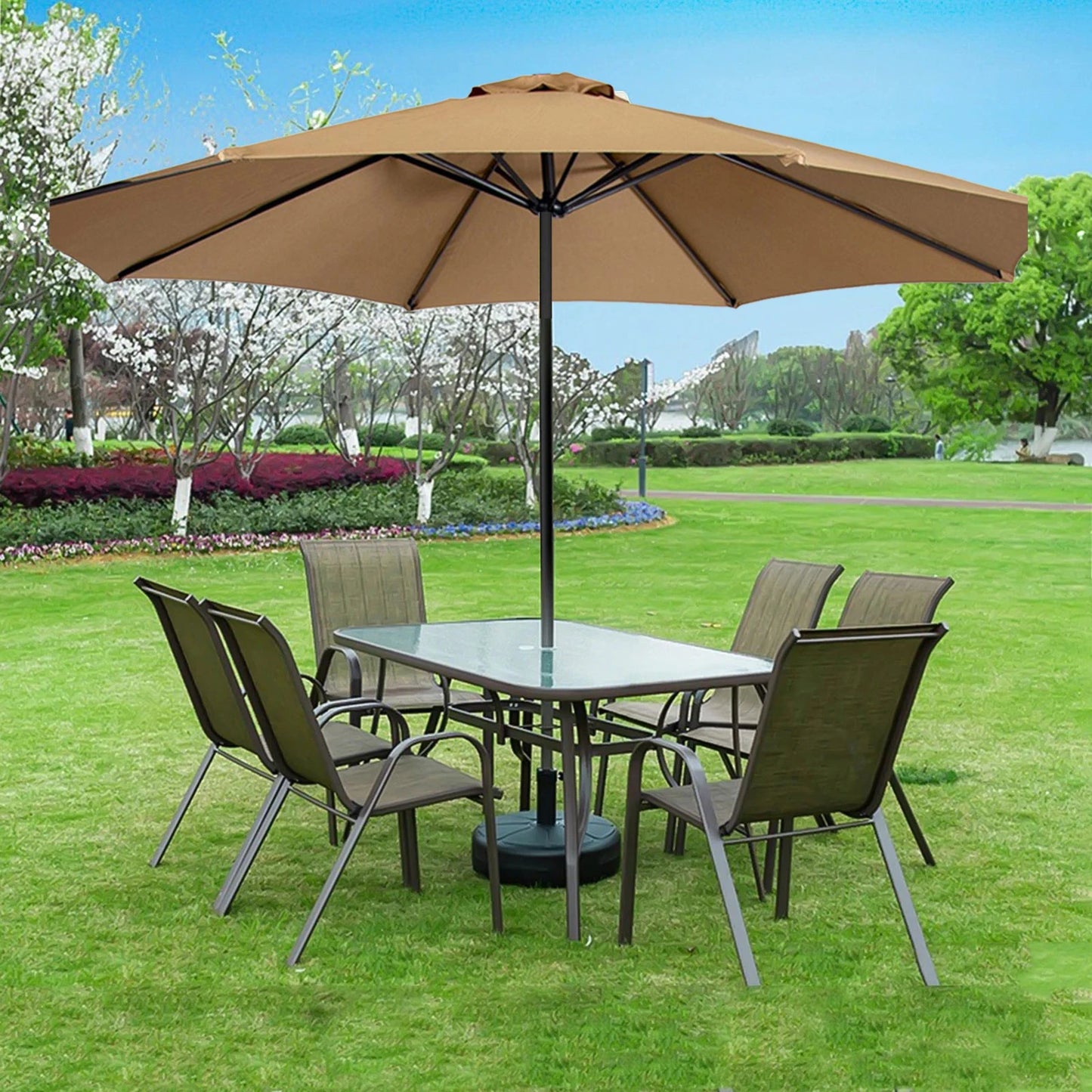 Waterproof Sun Shade Canopy Cover for 6 or 8 Bones Parasol Replacement Fabric Garden Shelter