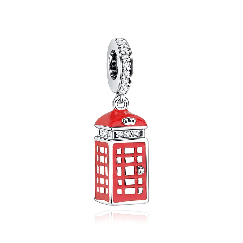 Originale 925 Sterling Silber Charms Liebe Reise London Bus Koffer Paris Perlen passen für Pan Armbänder Halsketten Frauen DIY Schmuck