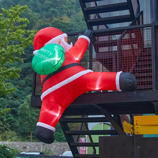 Christmas Inflatable Model,climbing Wall Santa Claus Glowing Inflatable Model, Outdoor Garden Scene Decoration Hanging Ornaments