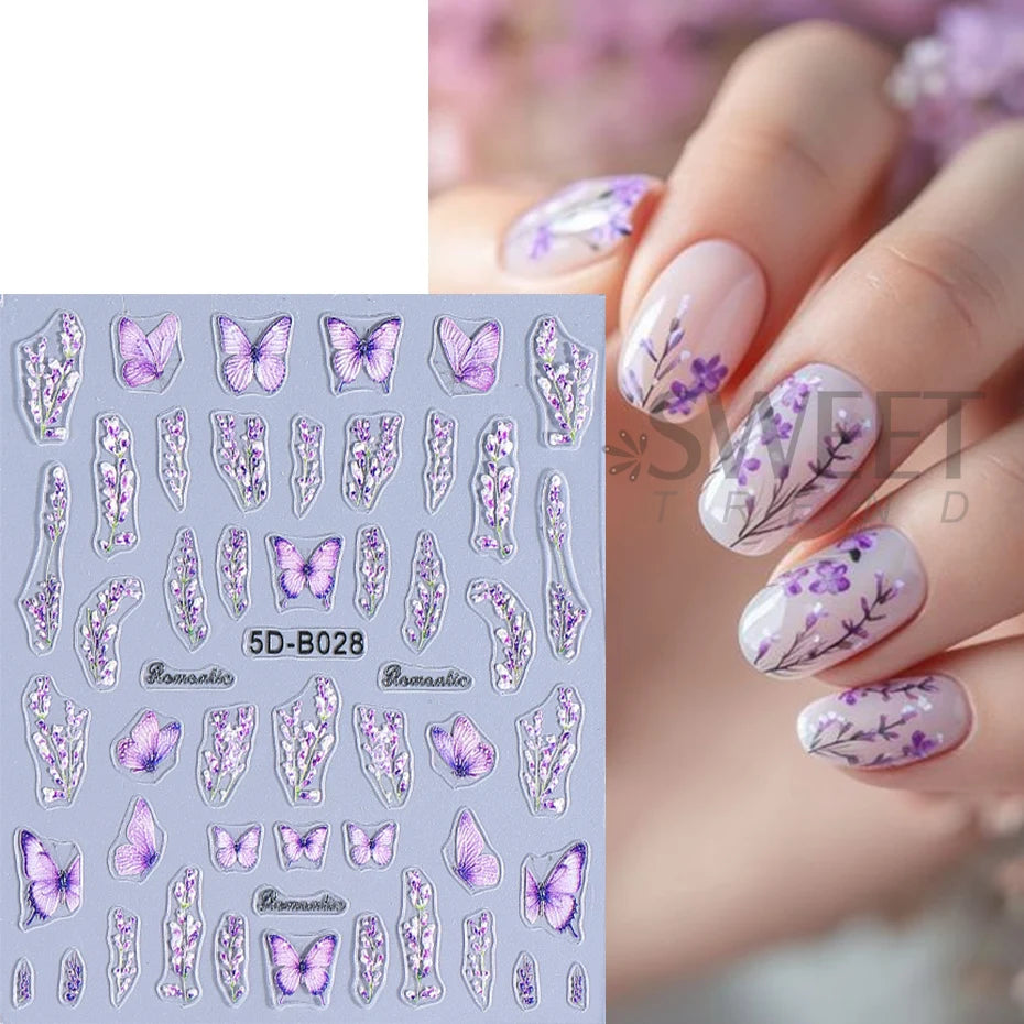 SWEET TREND 5D Relief Nagelsticker - Texturiert 24 Stück