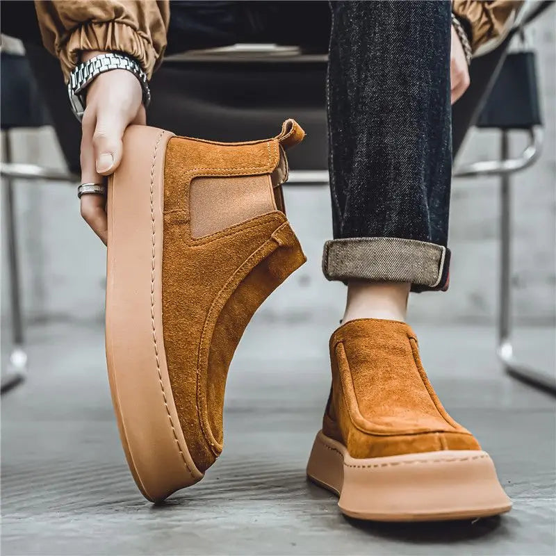 Ghete Chelsea Shangkaka cu platformă, croială înaltă - Mărimea 44, Înălțimea tocului 2 cm, Înălțimea gleznei