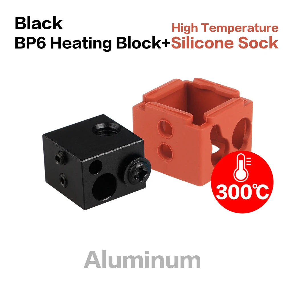 LERDGE Aluminium Heat Block For J-head Extruder HotEnd 3D Printers High Temp Silicone Socks Parts BP6 Heating Block Accessories