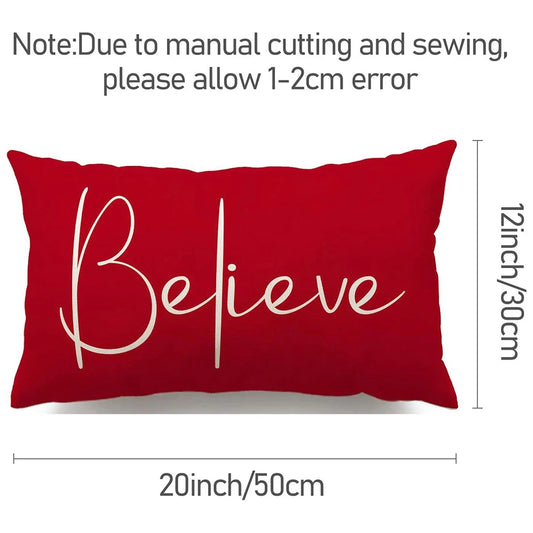 Merry Christmas Decorative Pillow Cover 30x50cm Linen Throw Pillowcase Christmas Decorations Home Decor Bedroom Cushion Cover