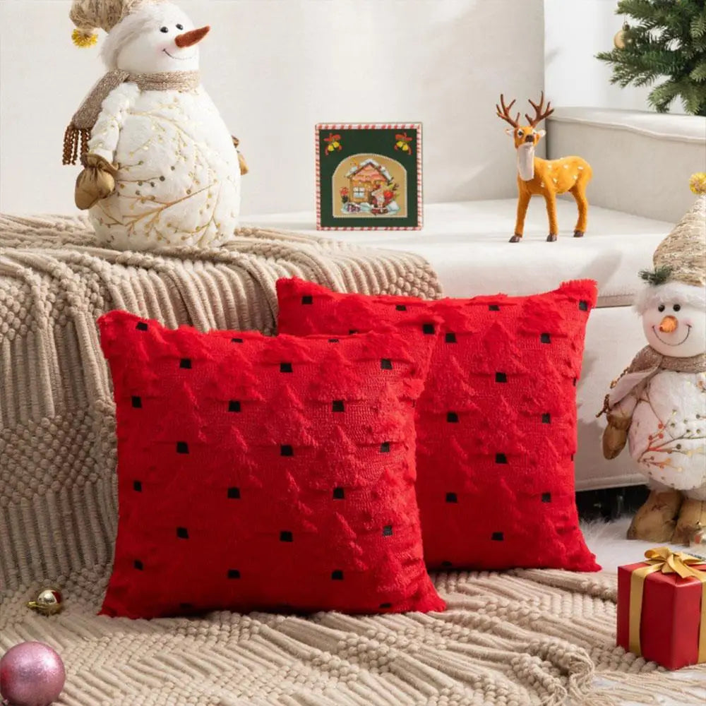 45x45cm Winter Throw Pillow Cover Xmas Home Decor Christmas Plush Pillowcase Pillowslip Home Textile Christmas Tree Pillow Cases
