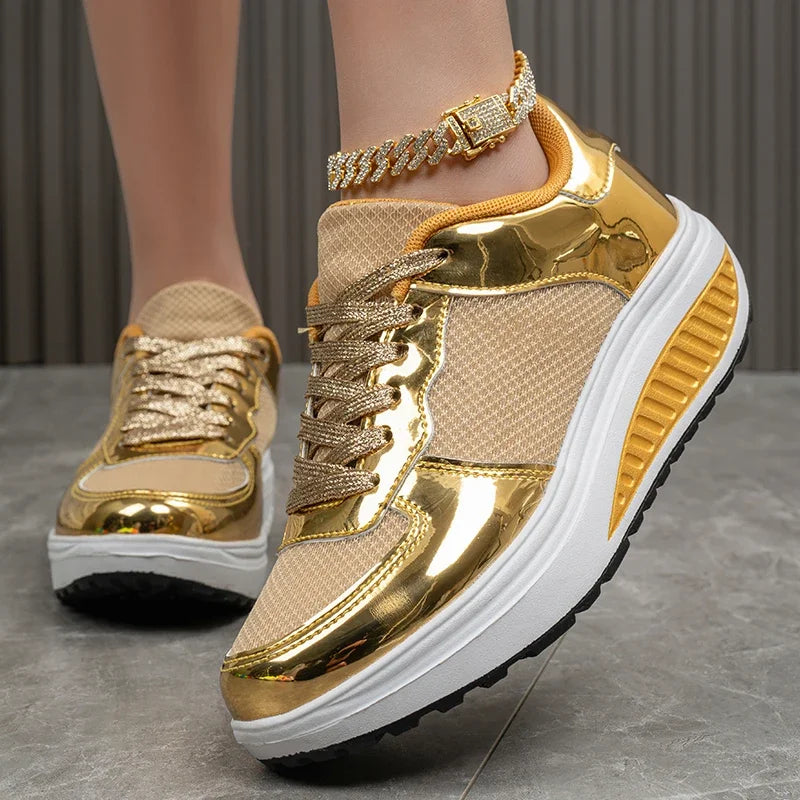 Women's Shoes Flat Anti Slip Outdoor Walking Shoes for Women Sneakers Womens Wedge Sneakers Casual Thick-soled Vulcanized Shoes