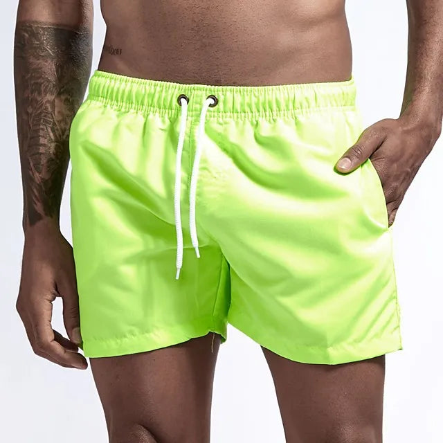 Männer Quick Dry Board Shorts - Schnelltrocknende Badehose Schwimmen Trunks Atmungsaktiv Kordelzug Taschen Surfing Beach