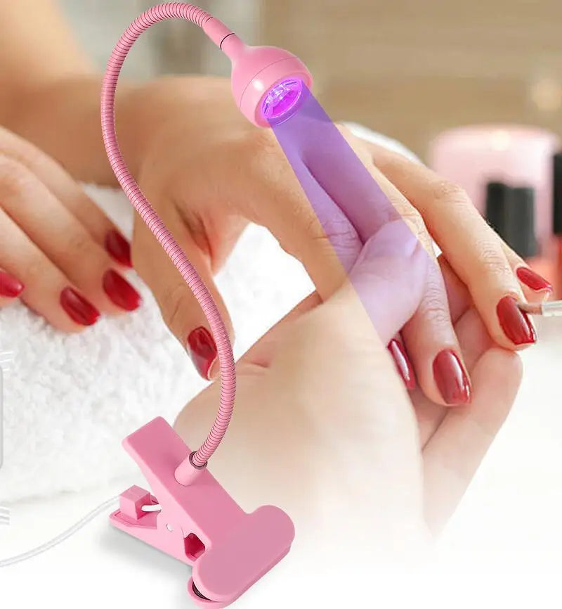 Lampă LED pentru unghii 3W, lampă flexibilă cu gât de lebădă, uscare rapidă, uscător de unghii cu gel, lumină pentru întărirea unghiilor cu gel