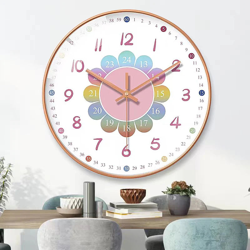 Wall Clock Modern Design Wall Decor Nordic Cartoon Kid Room Decorations for Girls Home Living Room Decoration Art Silent Clock 2