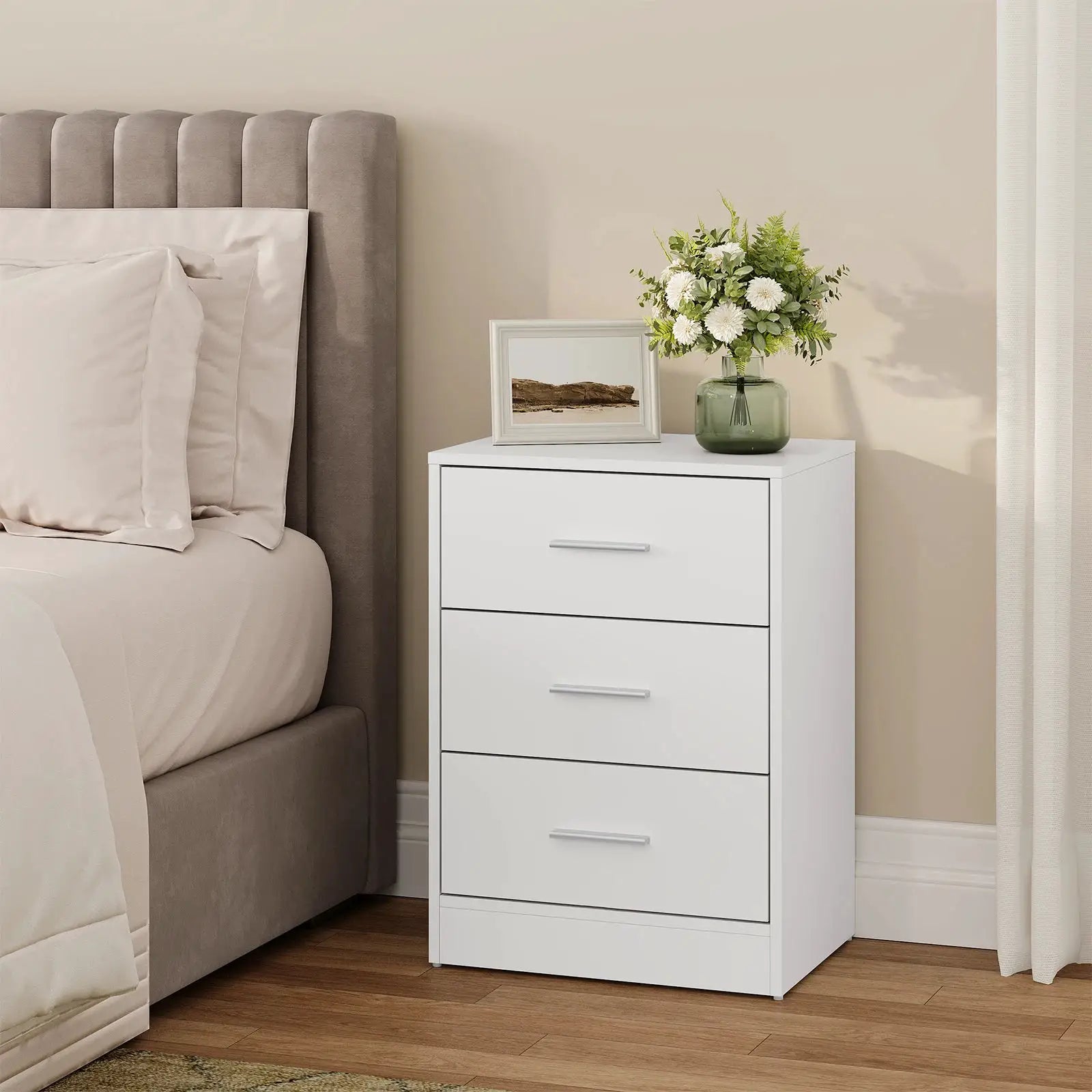 WOLTU 2 Teile/satz Nachttisch Nachttisch 39x54x28cm Beistelltisch mit 3 Schubladen Moderner Aufbewahrungsschrank für Schlafzimmer Wohnzimmer by Golden Bridge Store