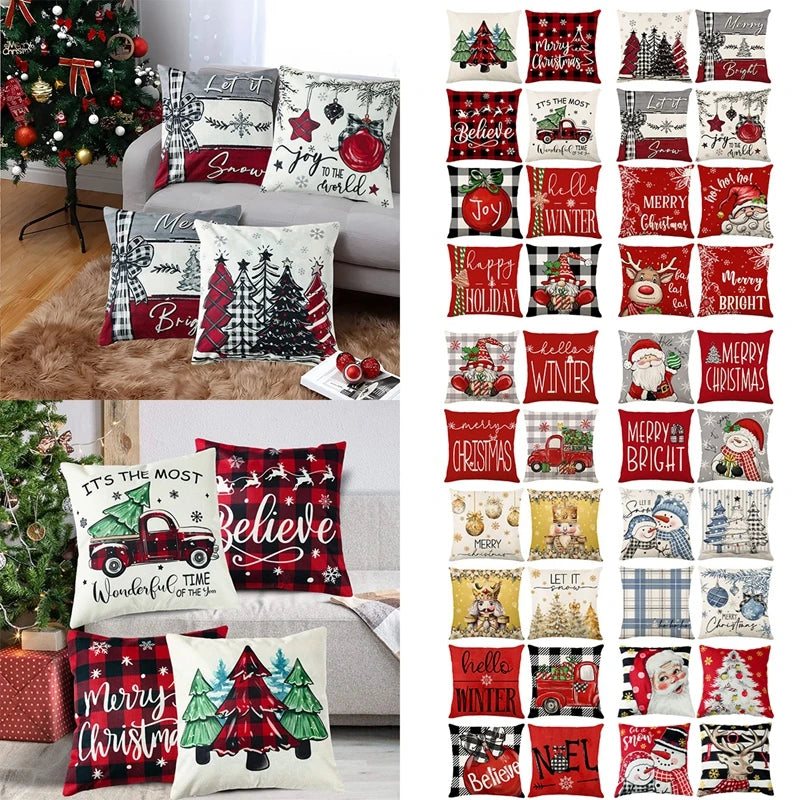 4pcs Christmas Cushion Cover Pillowcase Merry Christmas Decoration Linen Pillow Cases Home 2025 Xmas Gifts Pillow Covers 2026